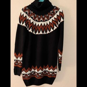 Boutique fair isle long sleeve turtleneck sweater dress